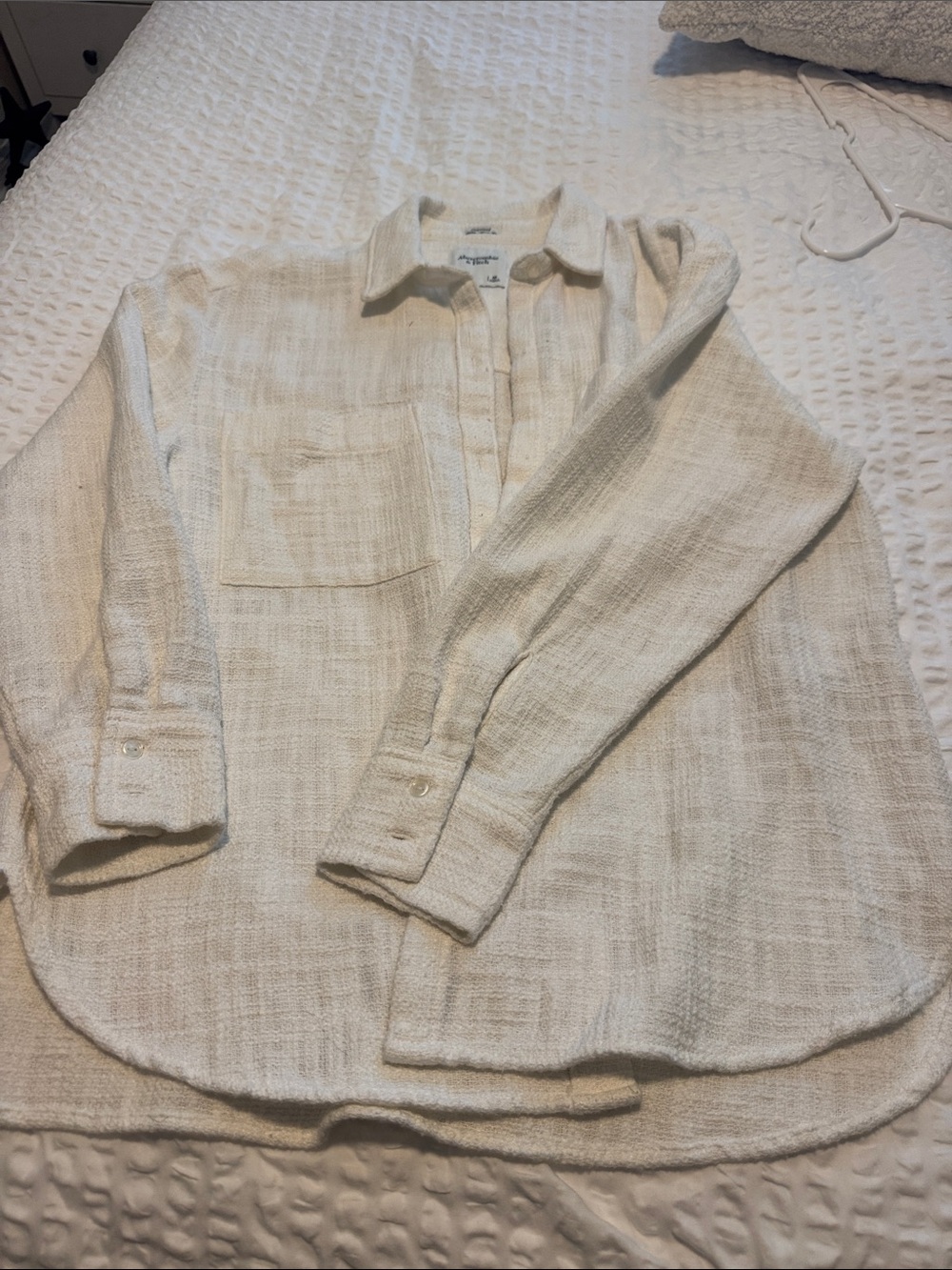 Abercrombie and Fitch Oversized Light Cream Button-Up Shirt